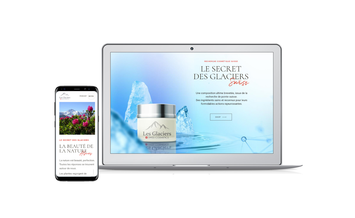 Lancement d'une entreprise de cosmétique suisse. Graphisme, marque et site internet wordpress