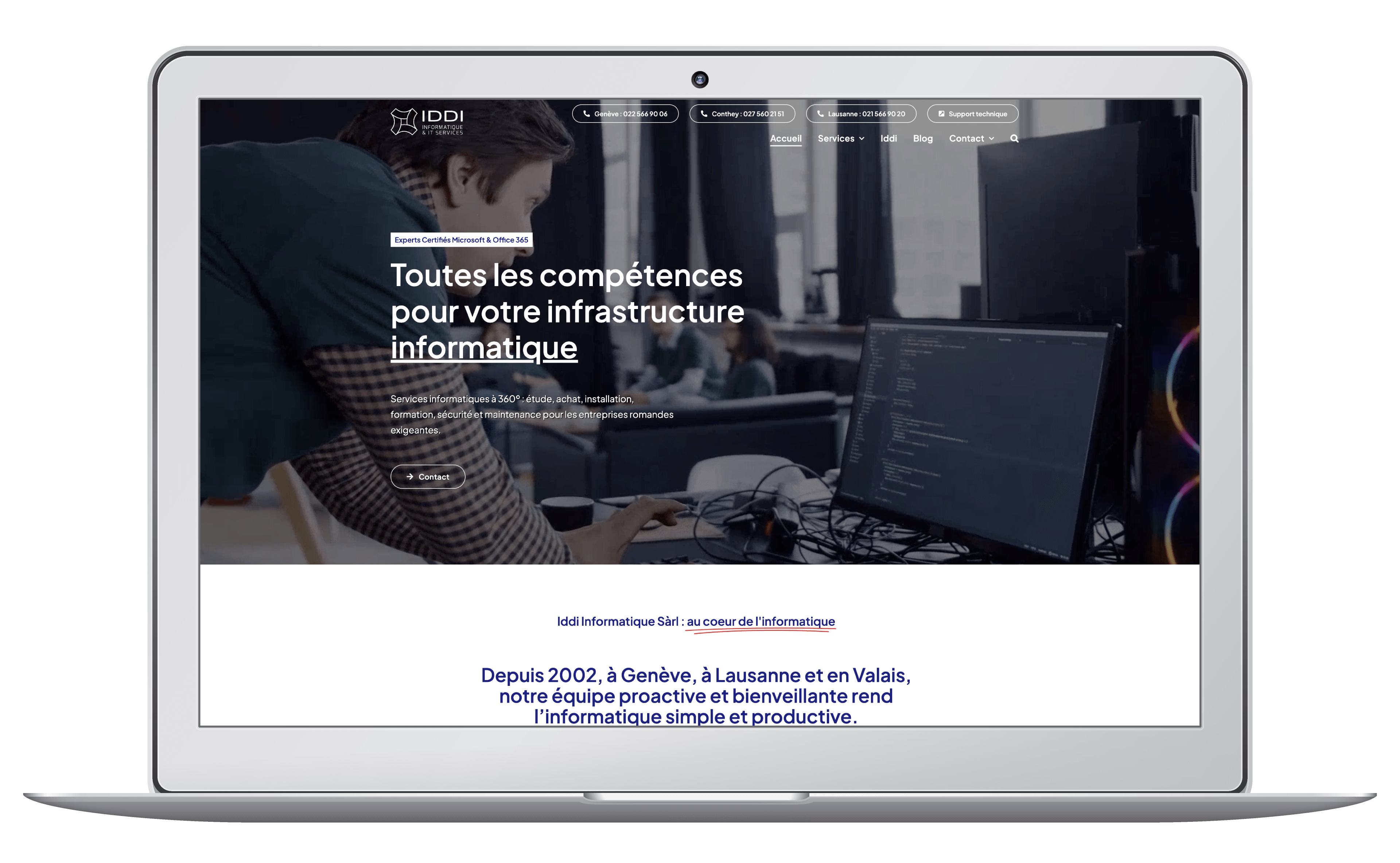 Création et référencement du site web d'une société informatique à Lausanne, Genève et Valais.