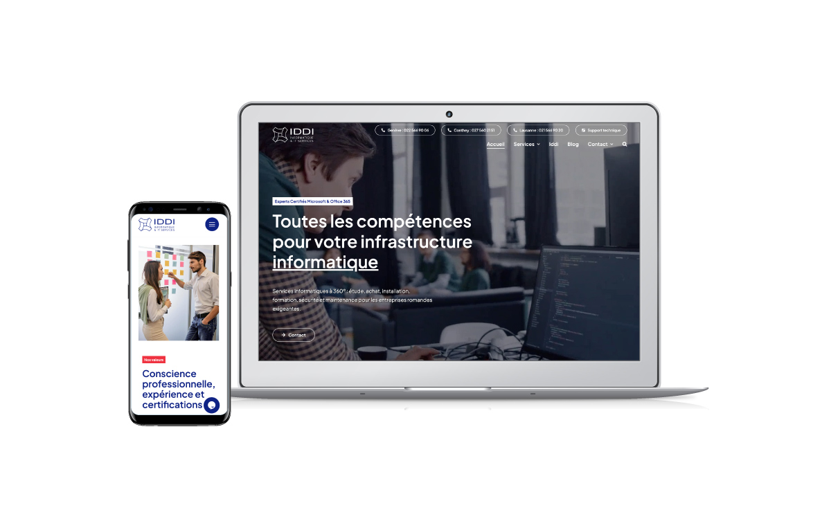 Création et référencement du site web d'une société informatique à Lausanne, Genève et Valais.