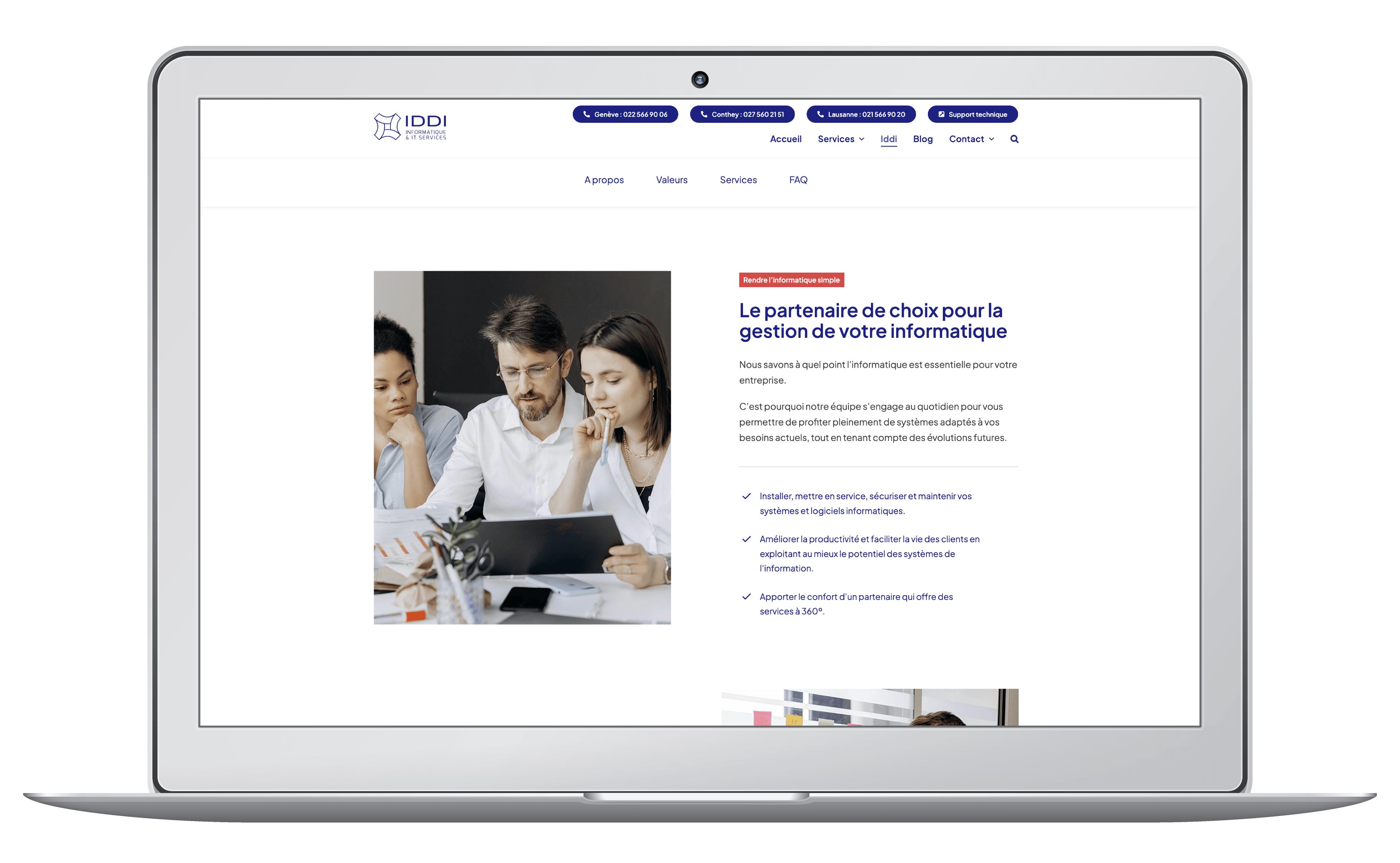 Création et référencement du site web d'une société informatique à Lausanne, Genève et Valais.