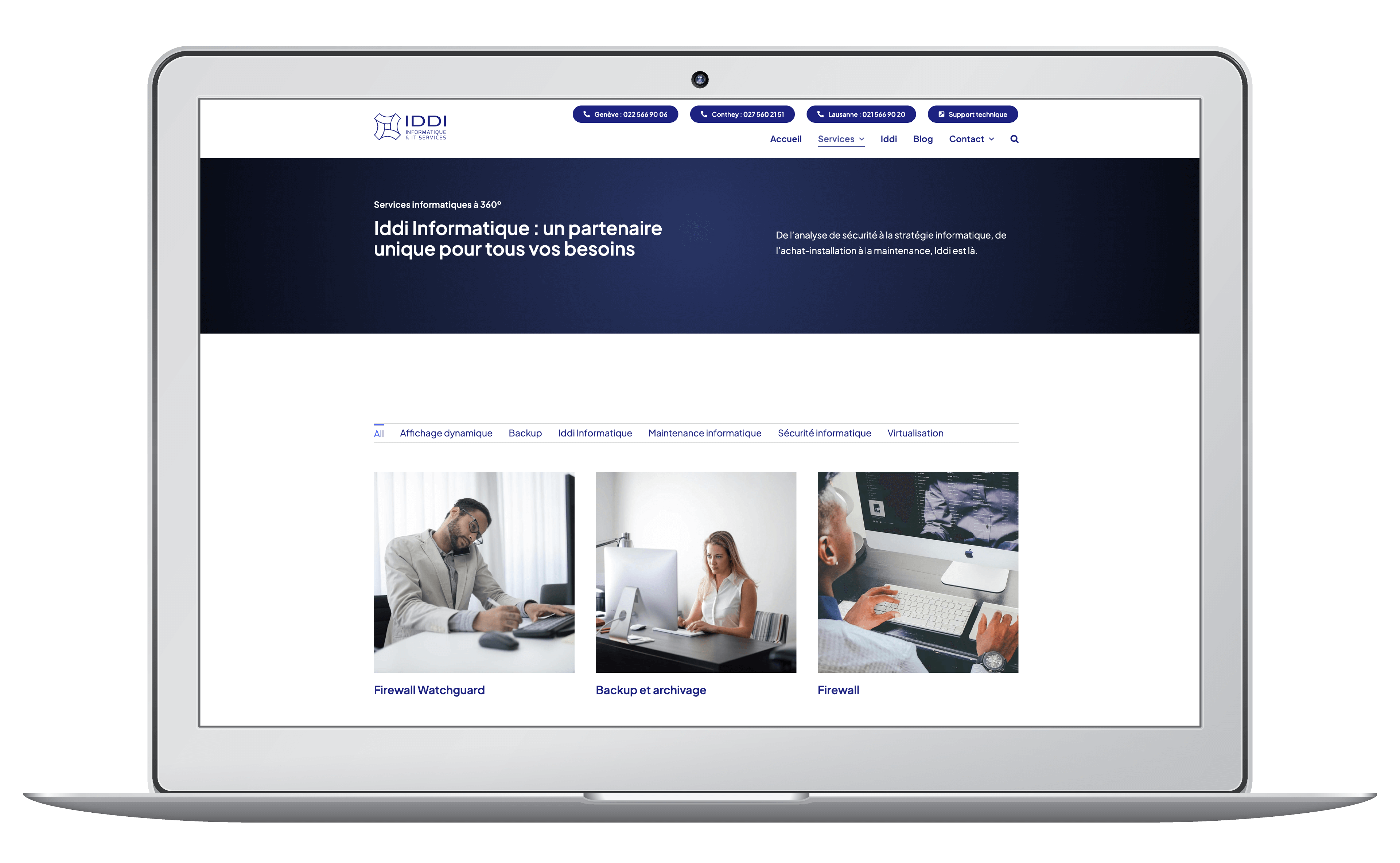 Création et référencement du site web d'une société informatique à Lausanne, Genève et Valais.