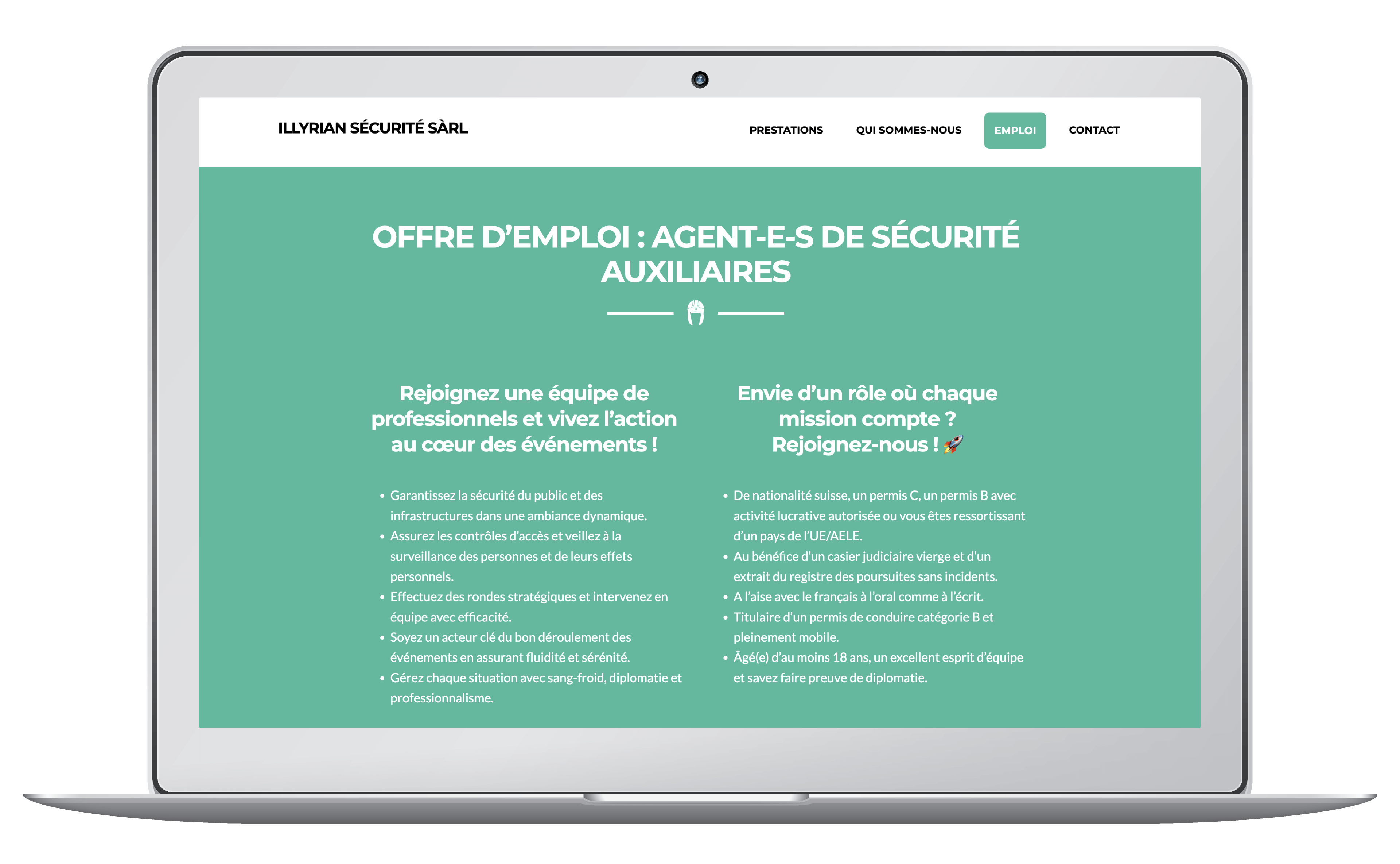 Création du site d'une entreprise de sécurité