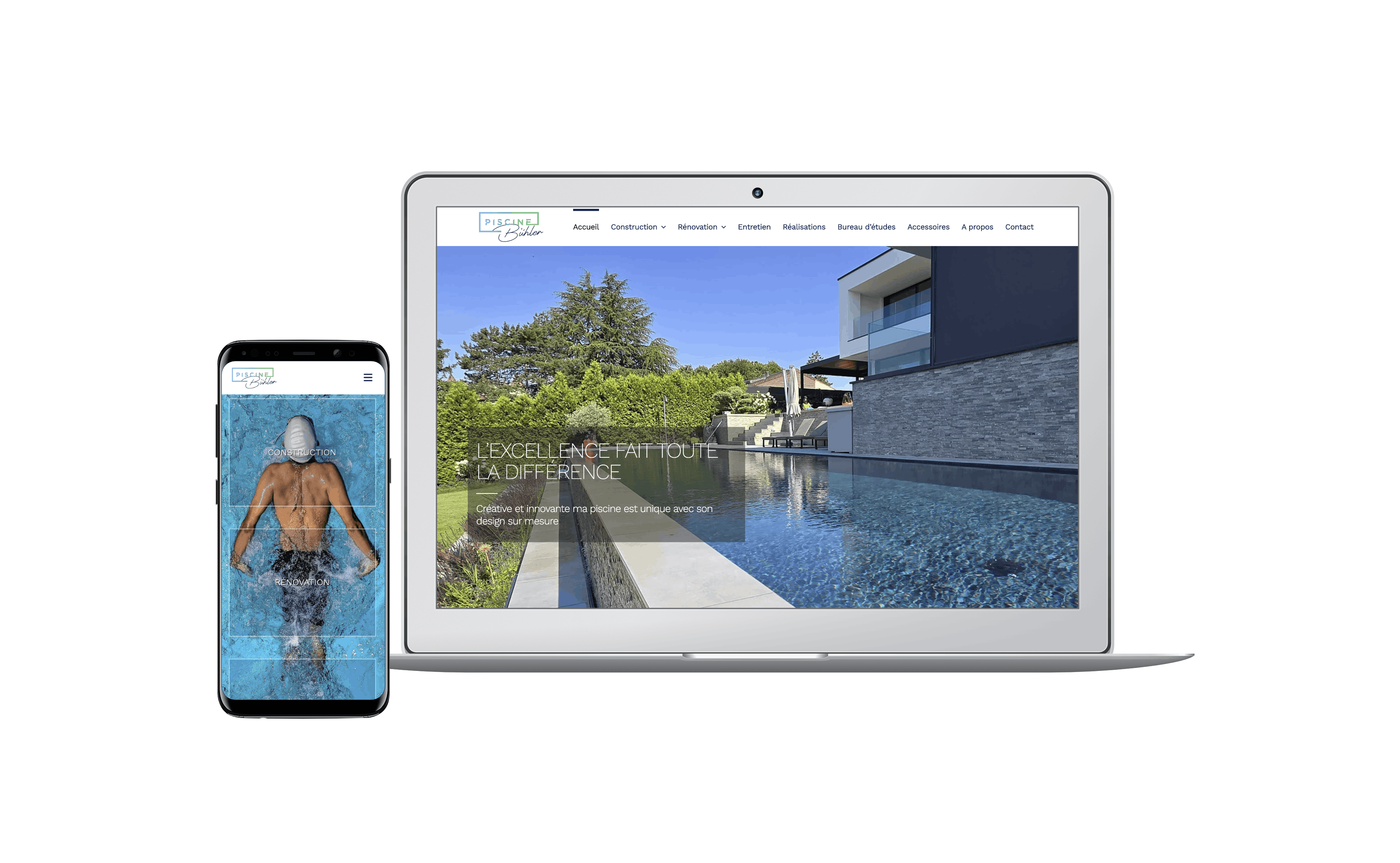 Design site web luxe Bühler Piscine