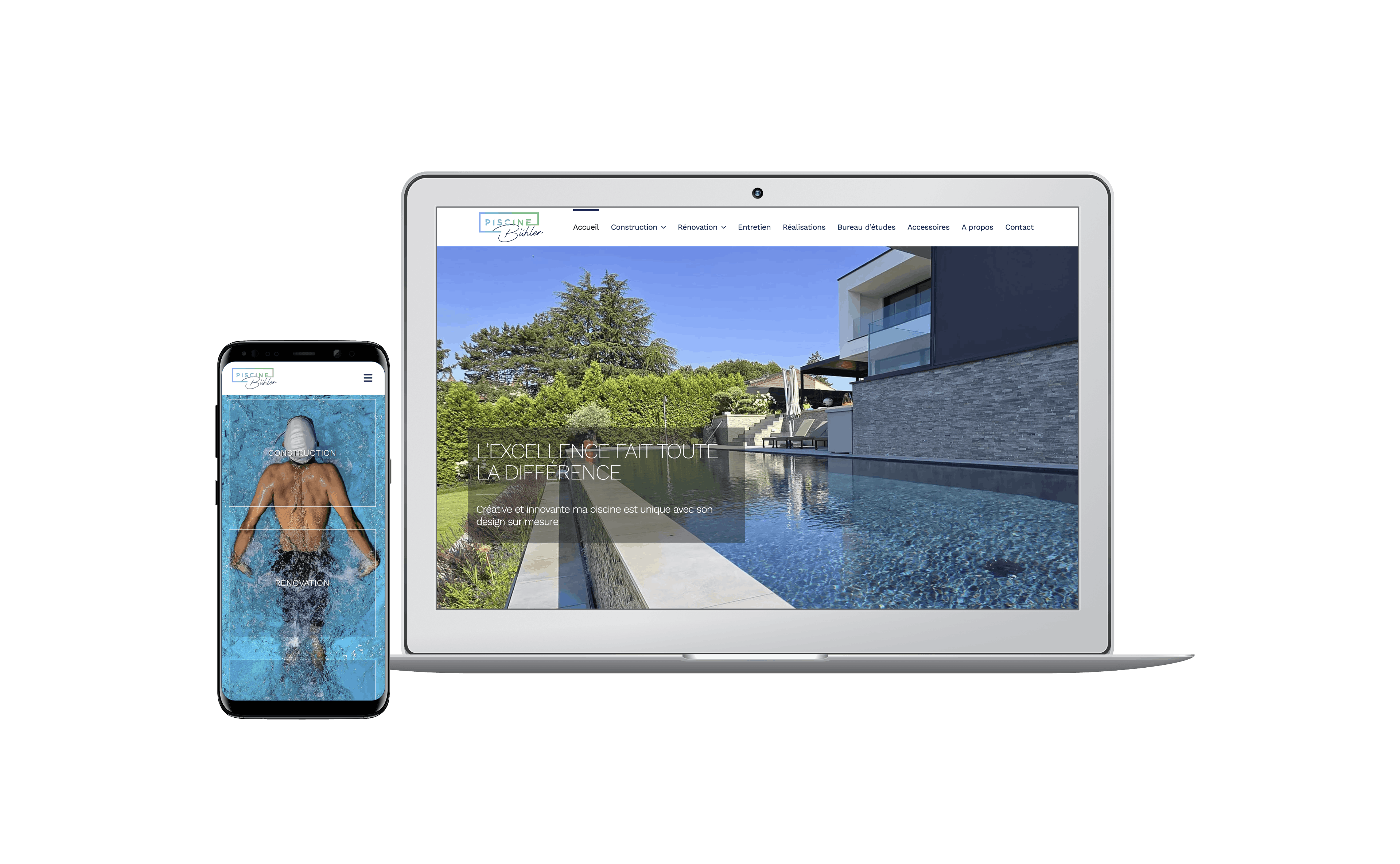 Design site web luxe Bühler Piscine